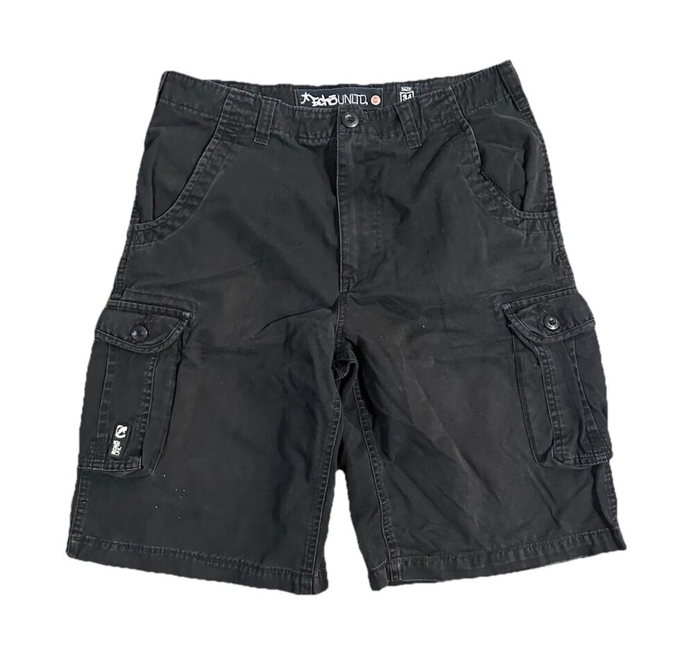 Ecko Unltd Men's Baggu Black Cargo Shorts Size 34 Pockets